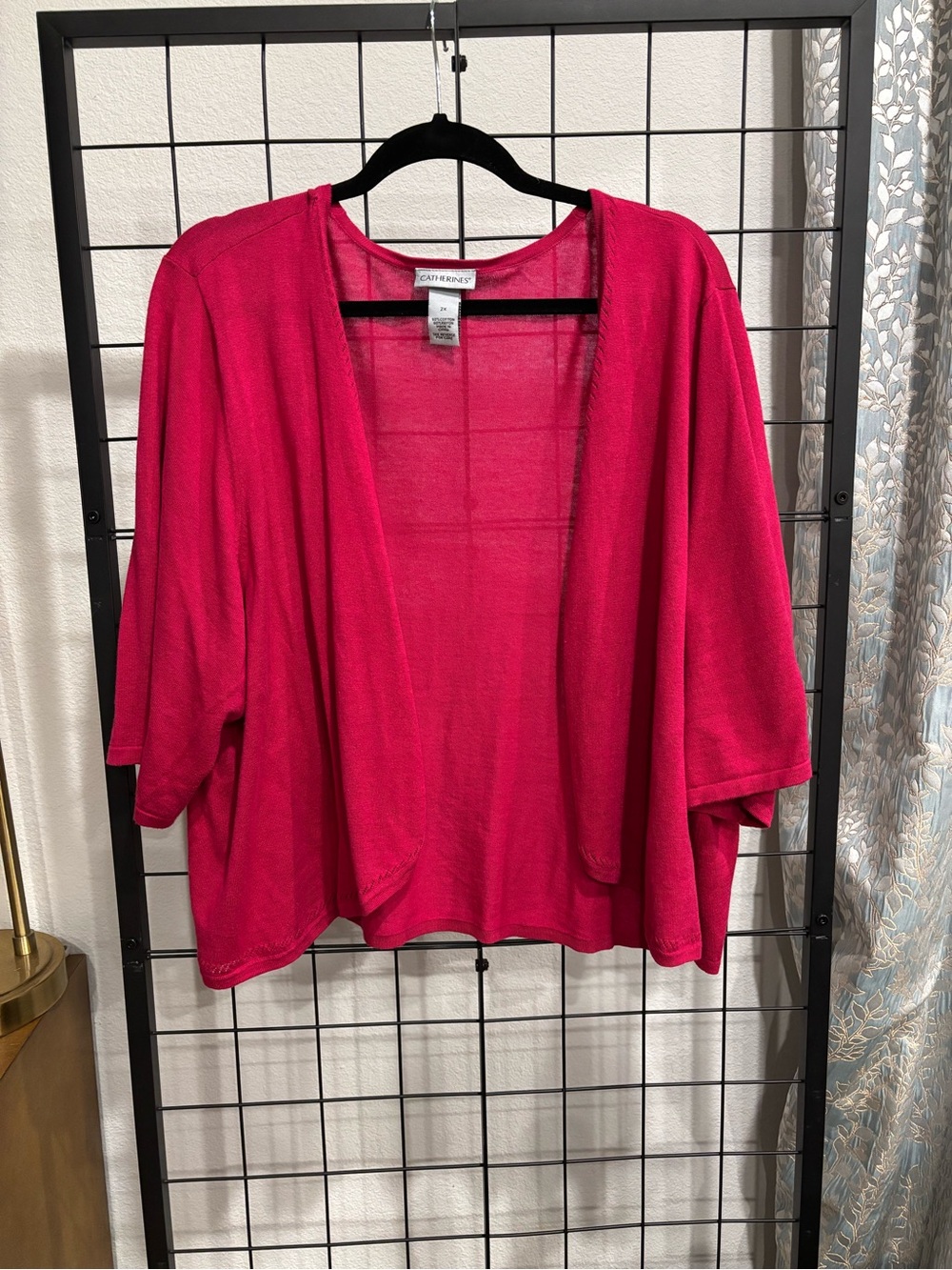 Catherines Fuchsia Open-Front Draped Cardigan